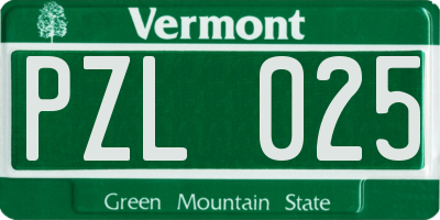 VT license plate PZL025