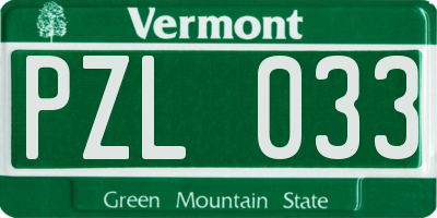 VT license plate PZL033