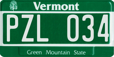 VT license plate PZL034
