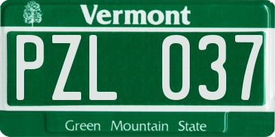 VT license plate PZL037