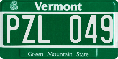 VT license plate PZL049