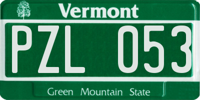 VT license plate PZL053