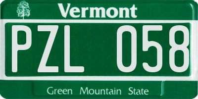 VT license plate PZL058