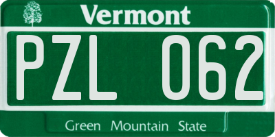 VT license plate PZL062