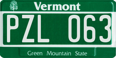VT license plate PZL063
