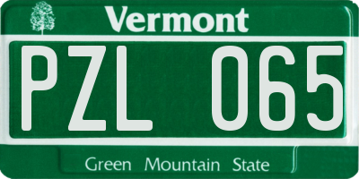 VT license plate PZL065