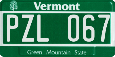 VT license plate PZL067
