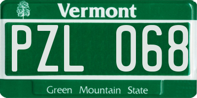 VT license plate PZL068