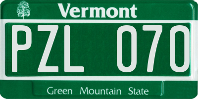 VT license plate PZL070