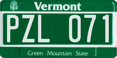 VT license plate PZL071