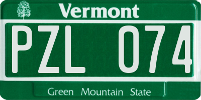 VT license plate PZL074
