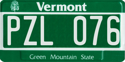 VT license plate PZL076