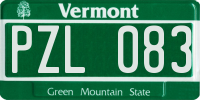 VT license plate PZL083