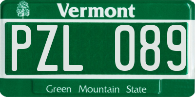 VT license plate PZL089