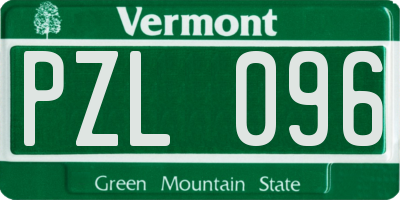 VT license plate PZL096