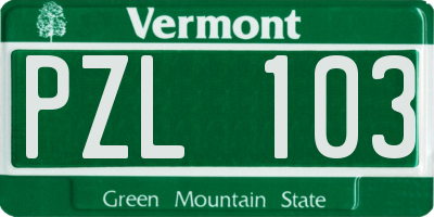 VT license plate PZL103