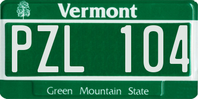 VT license plate PZL104