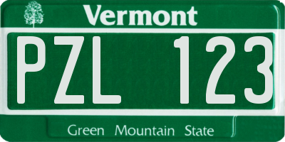 VT license plate PZL123
