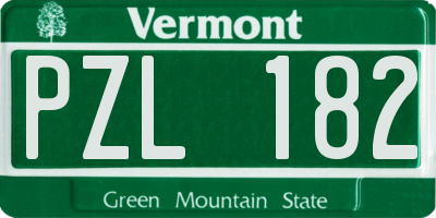 VT license plate PZL182