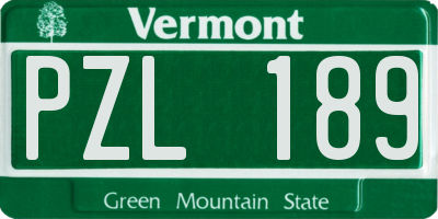 VT license plate PZL189