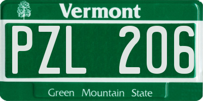 VT license plate PZL206