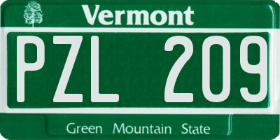 VT license plate PZL209