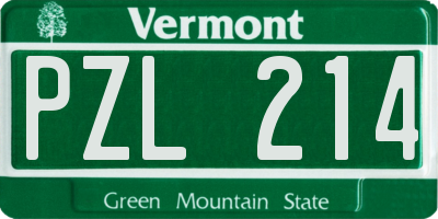 VT license plate PZL214