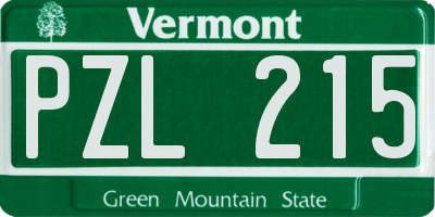 VT license plate PZL215