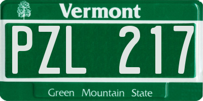 VT license plate PZL217