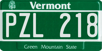 VT license plate PZL218