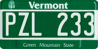 VT license plate PZL233