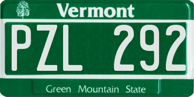 VT license plate PZL292