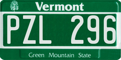 VT license plate PZL296