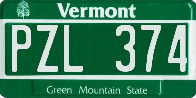 VT license plate PZL374