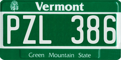 VT license plate PZL386
