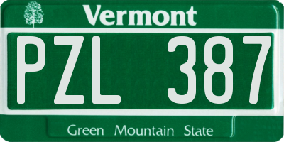 VT license plate PZL387