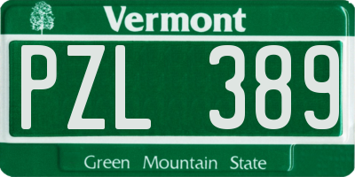 VT license plate PZL389