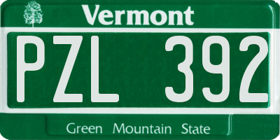 VT license plate PZL392