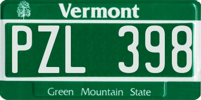 VT license plate PZL398