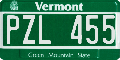 VT license plate PZL455