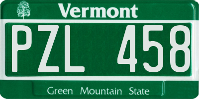VT license plate PZL458