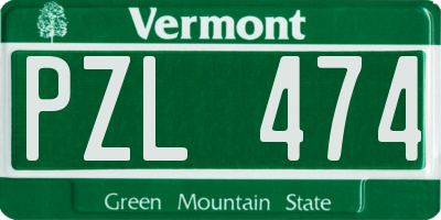 VT license plate PZL474