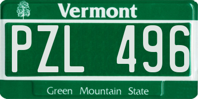 VT license plate PZL496