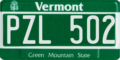 VT license plate PZL502