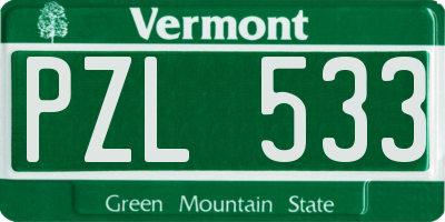 VT license plate PZL533