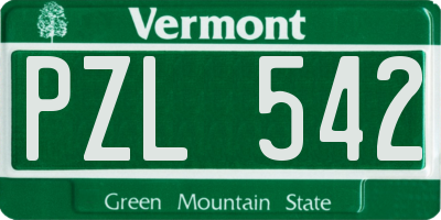 VT license plate PZL542