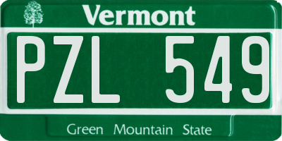 VT license plate PZL549