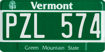 VT license plate PZL574