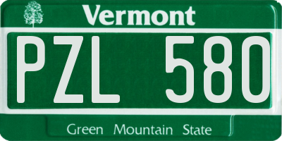 VT license plate PZL580