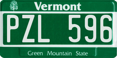 VT license plate PZL596